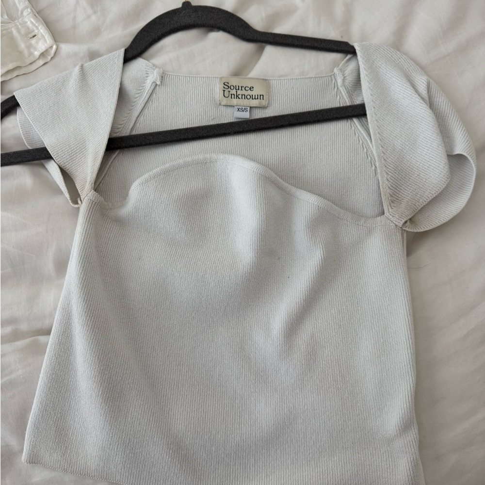 Source Unknown White Cap Sleeve Bustier Blouse